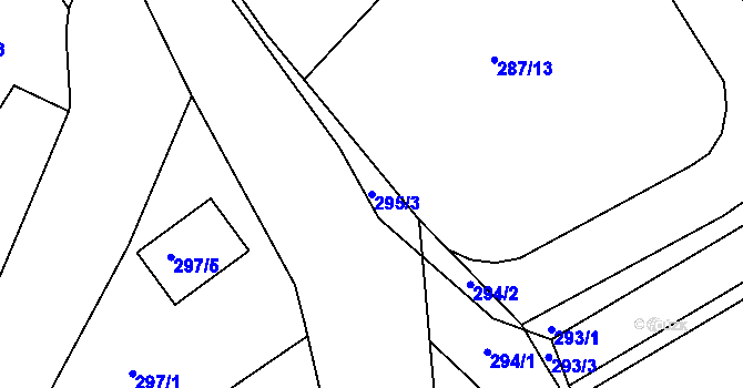 Parcela st. 295/3 v KÚ Zahořany u Berouna, Katastrální mapa