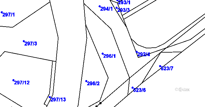 Parcela st. 296/1 v KÚ Zahořany u Berouna, Katastrální mapa