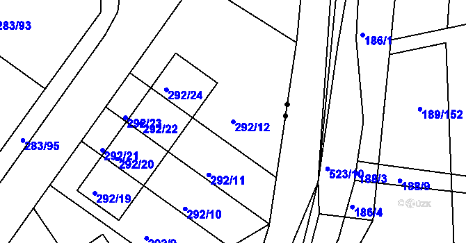 Parcela st. 292/12 v KÚ Zahořany u Berouna, Katastrální mapa