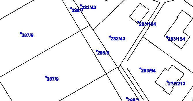 Parcela st. 286/8 v KÚ Zahořany u Berouna, Katastrální mapa