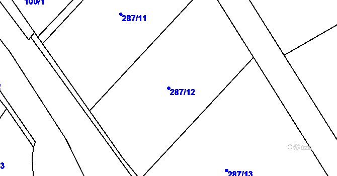 Parcela st. 287/12 v KÚ Zahořany u Berouna, Katastrální mapa