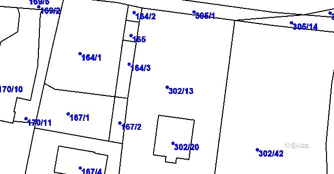Parcela st. 302/13 v KÚ Zahořany u Berouna, Katastrální mapa