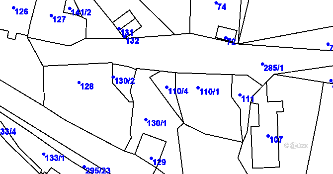Parcela st. 110/4 v KÚ Zahořany u Berouna, Katastrální mapa