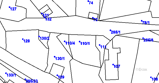 Parcela st. 110/1 v KÚ Zahořany u Berouna, Katastrální mapa