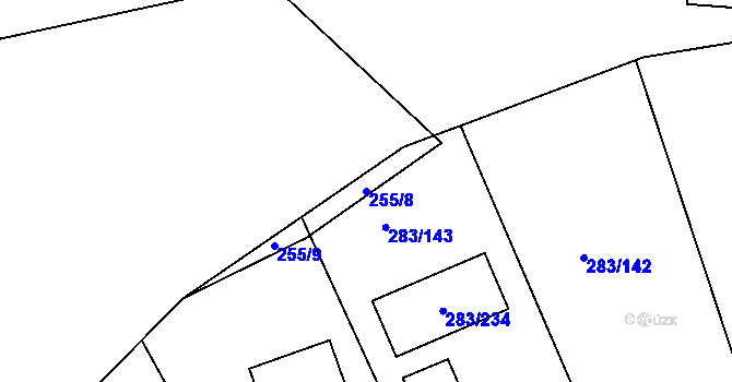 Parcela st. 255/8 v KÚ Zahořany u Berouna, Katastrální mapa