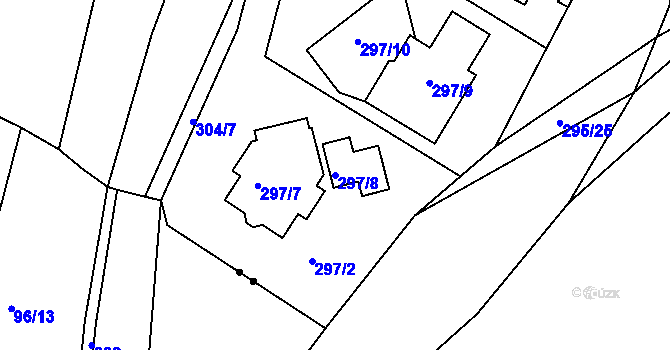 Parcela st. 297/8 v KÚ Zahořany u Berouna, Katastrální mapa