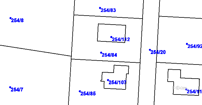 Parcela st. 254/84 v KÚ Zahořany u Berouna, Katastrální mapa