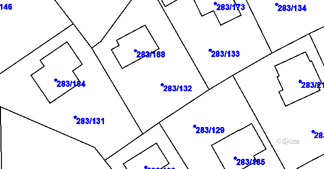 Parcela st. 283/132 v KÚ Zahořany u Berouna, Katastrální mapa