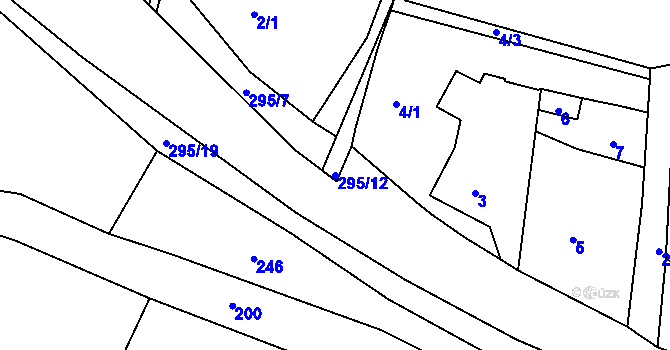 Parcela st. 295/12 v KÚ Zahořany u Berouna, Katastrální mapa