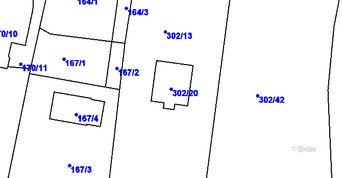 Parcela st. 302/20 v KÚ Zahořany u Berouna, Katastrální mapa