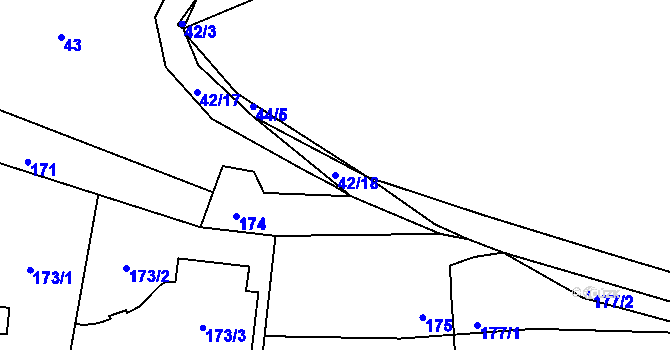 Parcela st. 42/18 v KÚ Zahořany u Berouna, Katastrální mapa
