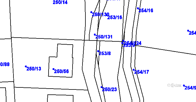 Parcela st. 253/8 v KÚ Zahořany u Berouna, Katastrální mapa