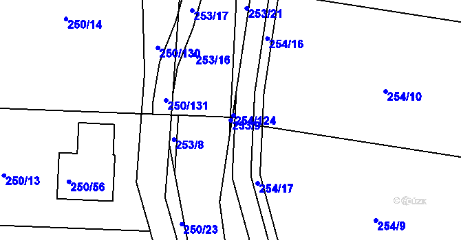 Parcela st. 253/9 v KÚ Zahořany u Berouna, Katastrální mapa