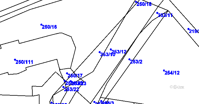 Parcela st. 253/10 v KÚ Zahořany u Berouna, Katastrální mapa