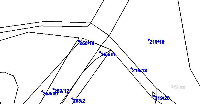 Parcela st. 253/11 v KÚ Zahořany u Berouna, Katastrální mapa