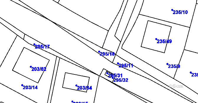 Parcela st. 295/18 v KÚ Zahořany u Berouna, Katastrální mapa