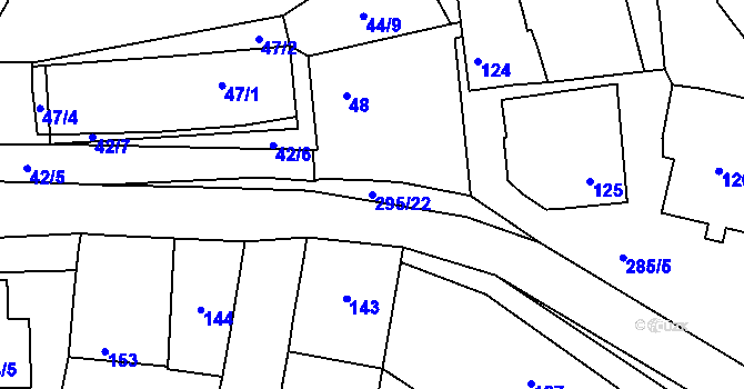 Parcela st. 295/22 v KÚ Zahořany u Berouna, Katastrální mapa