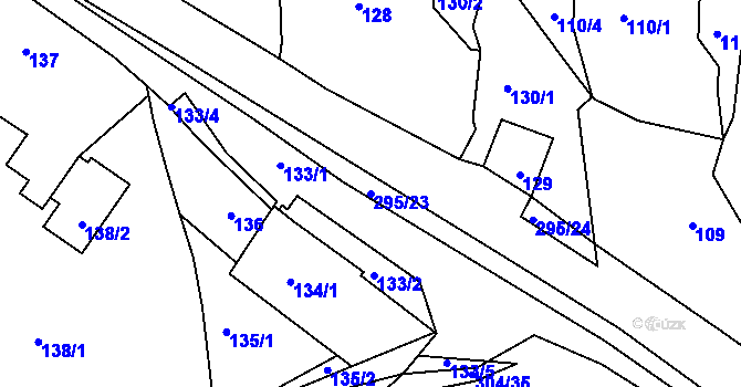 Parcela st. 295/23 v KÚ Zahořany u Berouna, Katastrální mapa