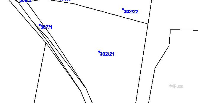 Parcela st. 302/21 v KÚ Zahořany u Berouna, Katastrální mapa