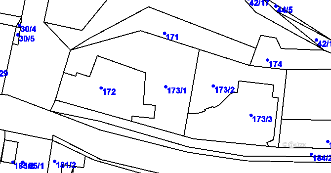 Parcela st. 173/1 v KÚ Zahořany u Berouna, Katastrální mapa