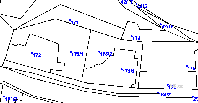 Parcela st. 173/2 v KÚ Zahořany u Berouna, Katastrální mapa