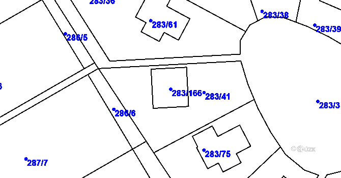 Parcela st. 283/166 v KÚ Zahořany u Berouna, Katastrální mapa