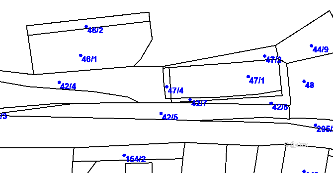 Parcela st. 47/4 v KÚ Zahořany u Berouna, Katastrální mapa