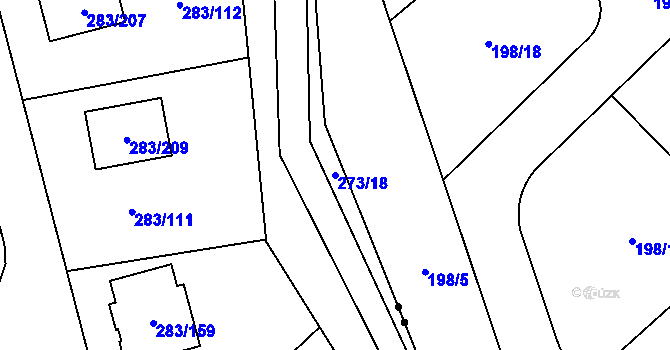 Parcela st. 273/18 v KÚ Zahořany u Berouna, Katastrální mapa
