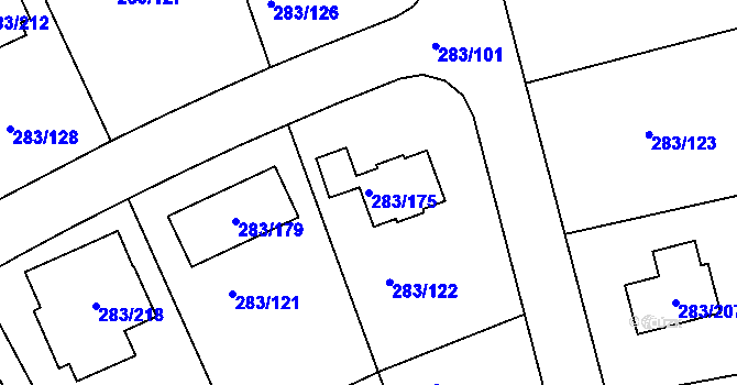 Parcela st. 283/175 v KÚ Zahořany u Berouna, Katastrální mapa