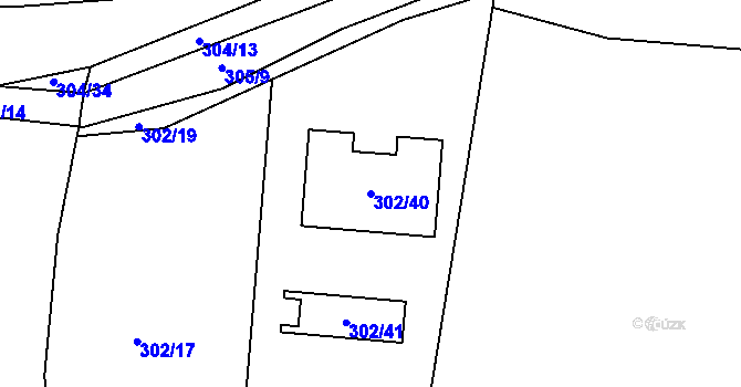 Parcela st. 302/40 v KÚ Zahořany u Berouna, Katastrální mapa
