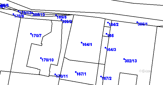 Parcela st. 164/1 v KÚ Zahořany u Berouna, Katastrální mapa