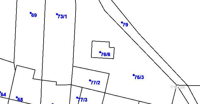 Parcela st. 76/6 v KÚ Zahořany u Berouna, Katastrální mapa
