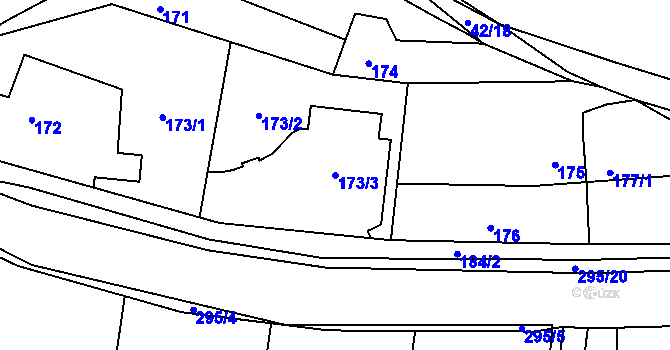 Parcela st. 173/3 v KÚ Zahořany u Berouna, Katastrální mapa