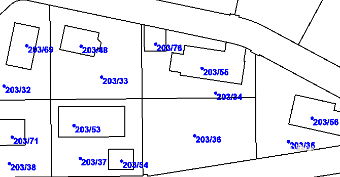 Parcela st. 203/34 v KÚ Zahořany u Berouna, Katastrální mapa