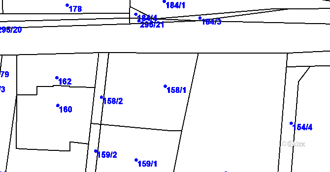 Parcela st. 158/1 v KÚ Zahořany u Berouna, Katastrální mapa
