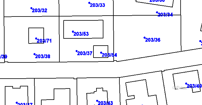 Parcela st. 203/54 v KÚ Zahořany u Berouna, Katastrální mapa