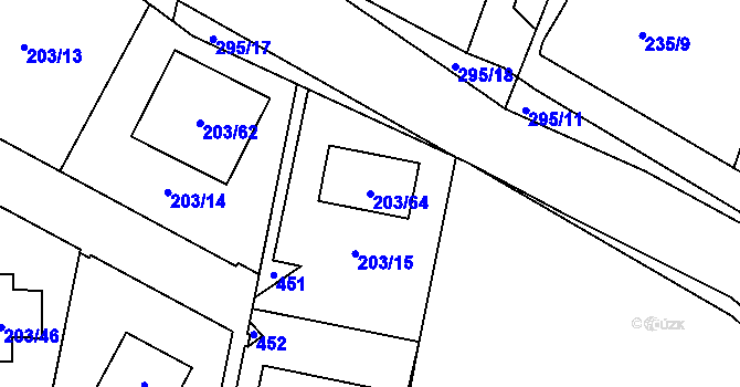 Parcela st. 203/64 v KÚ Zahořany u Berouna, Katastrální mapa