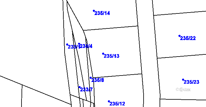 Parcela st. 235/13 v KÚ Zahořany u Berouna, Katastrální mapa