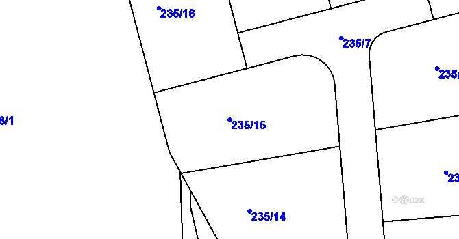 Parcela st. 235/15 v KÚ Zahořany u Berouna, Katastrální mapa