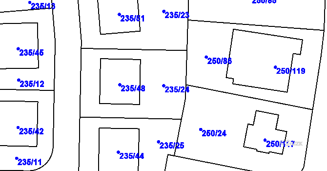 Parcela st. 235/24 v KÚ Zahořany u Berouna, Katastrální mapa