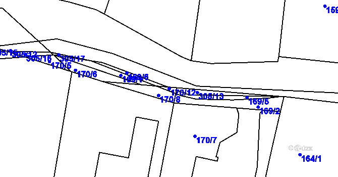 Parcela st. 170/12 v KÚ Zahořany u Berouna, Katastrální mapa