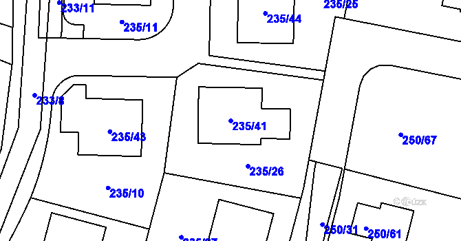 Parcela st. 235/41 v KÚ Zahořany u Berouna, Katastrální mapa
