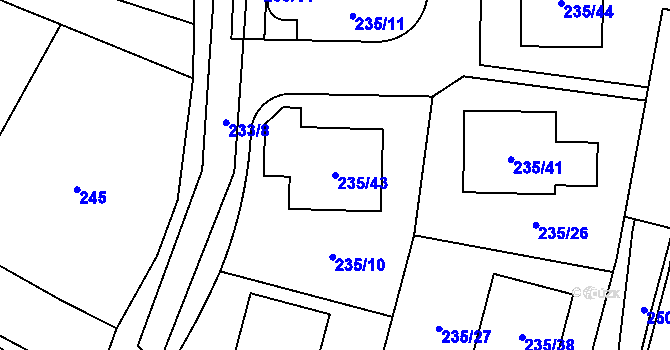 Parcela st. 235/43 v KÚ Zahořany u Berouna, Katastrální mapa