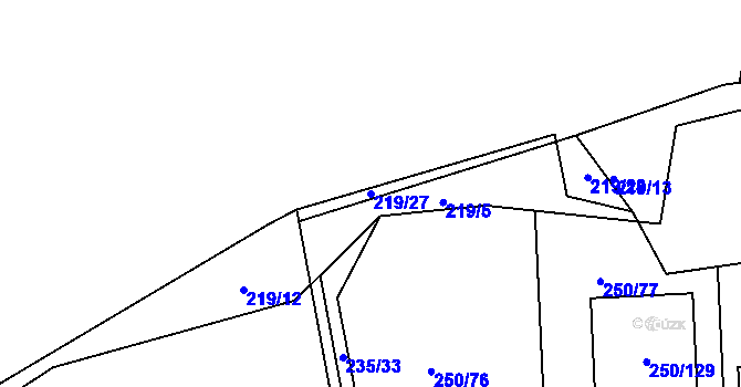 Parcela st. 219/27 v KÚ Zahořany u Berouna, Katastrální mapa