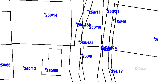 Parcela st. 250/131 v KÚ Zahořany u Berouna, Katastrální mapa