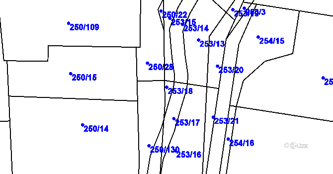 Parcela st. 253/18 v KÚ Zahořany u Berouna, Katastrální mapa
