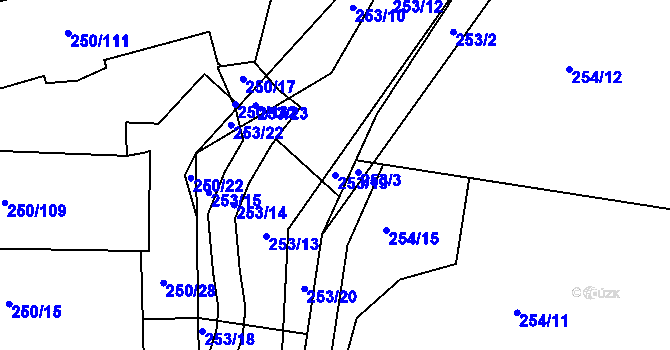 Parcela st. 253/19 v KÚ Zahořany u Berouna, Katastrální mapa
