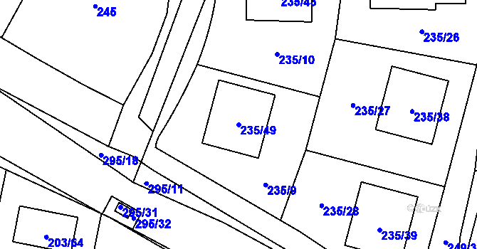 Parcela st. 235/49 v KÚ Zahořany u Berouna, Katastrální mapa