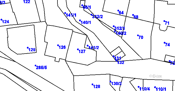 Parcela st. 141/2 v KÚ Zahořany u Berouna, Katastrální mapa