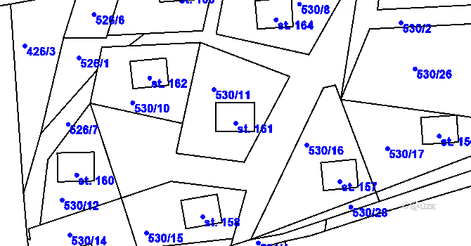 Parcela st. 161 v KÚ Chrást u Zahořan, Katastrální mapa